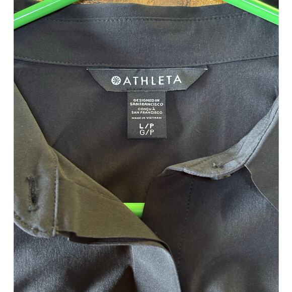 NWOT Athleta Urbanite Womens Shirtdress Black Tie Waist Pockets Long Sleeve L/P - Picture 8 of 15